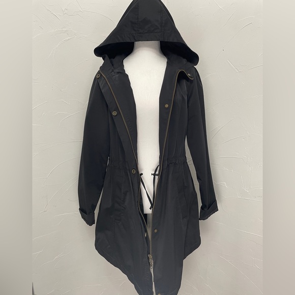 Eileen Fisher Black Organic Cotton Nylon Hooded Jacket - Picture 7 of 16